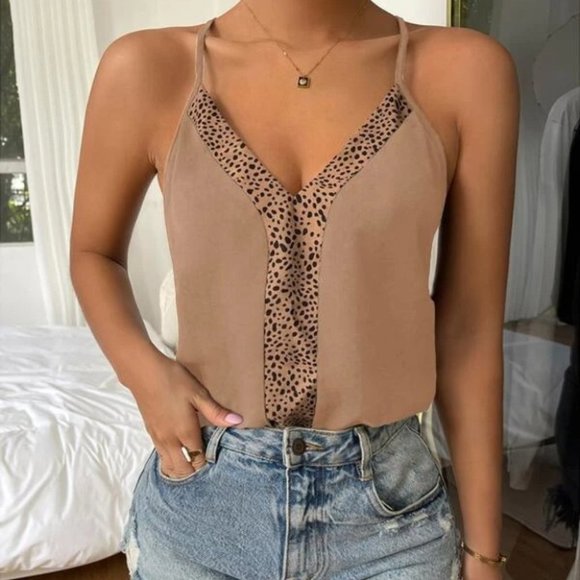 Leopard Print Cami Top - tan - Picture 5 of 6